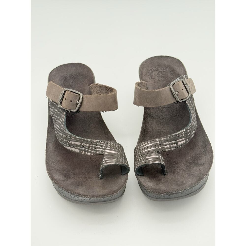 Fantasy Sandals Toe Ring Wedge Platform Suede Strap Made In Greece Sz 37 Or 7